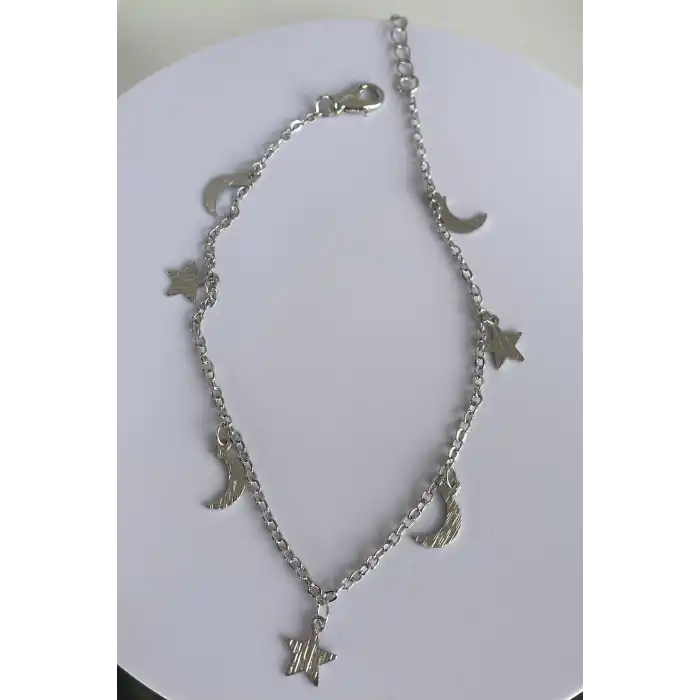 Gümüş Renk Ay Ve Yıldız Figürlü Halhal