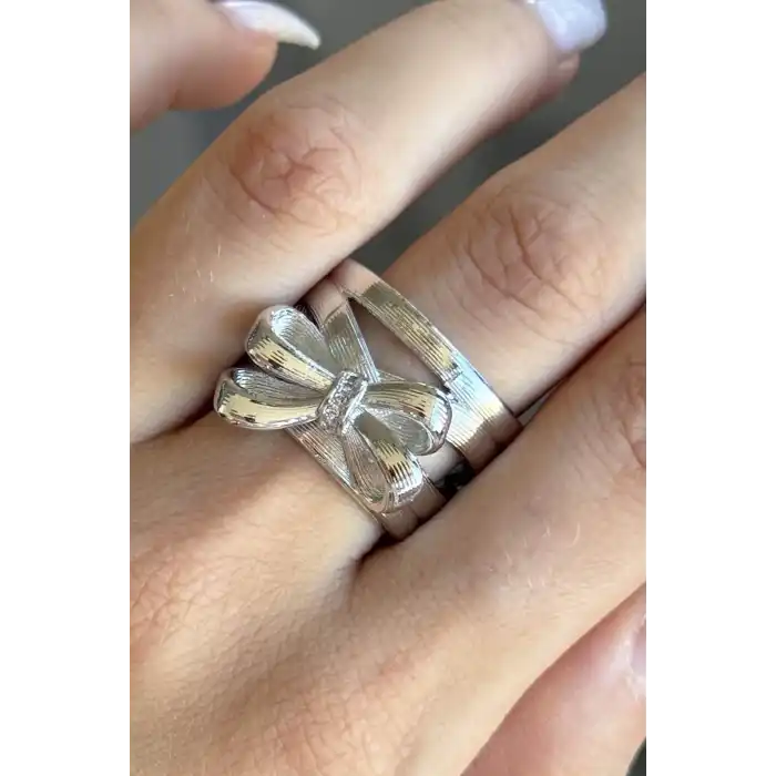 Gümüş Renk  Ayarlanabilir Çelik Yüzük