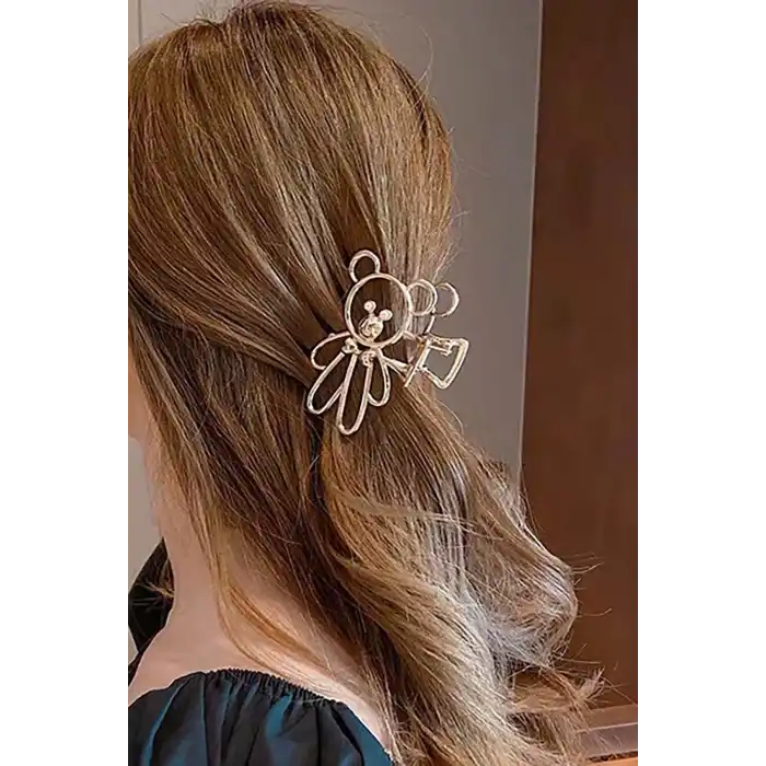 Gümüş Renk Ayıcık Figürlü Metal Mandal Toka