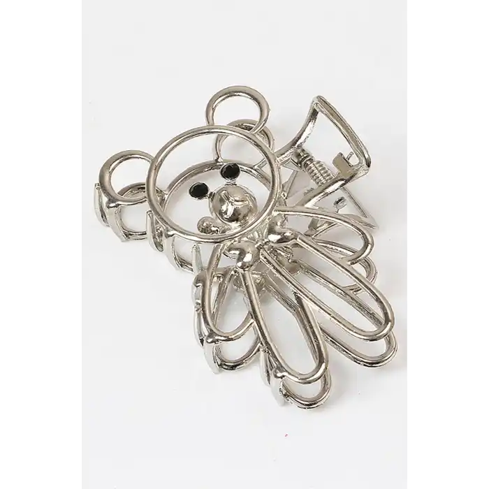 Gümüş Renk Ayıcık Figürlü Metal Mandal Toka