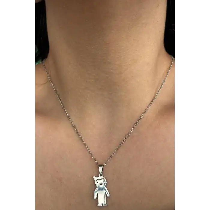 Gümüş Renk Bisisklet Figürlü Çelik Kolye