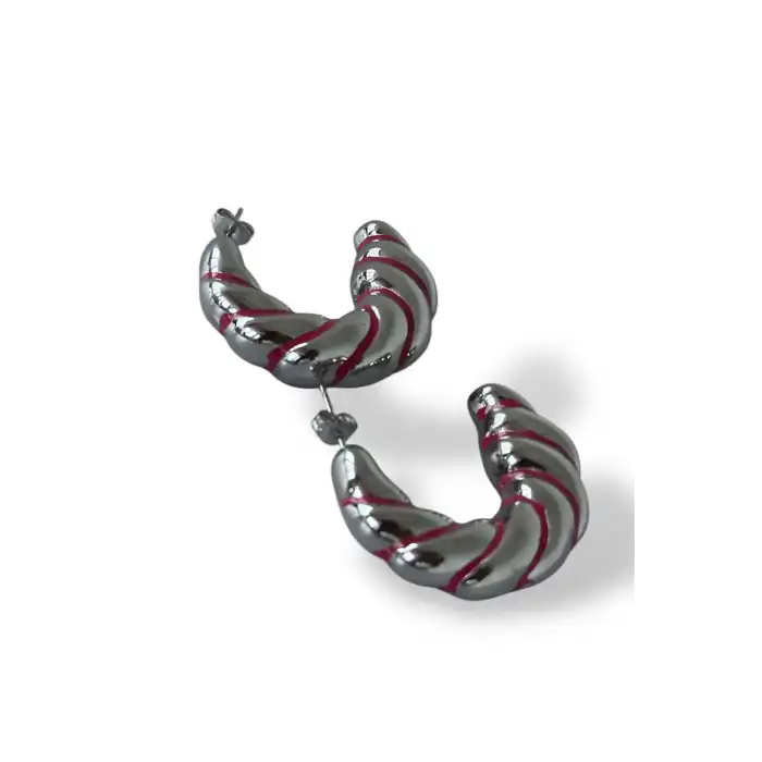 Gümüş Renk Burgu Detaylı Çelik Küpe (Çift)