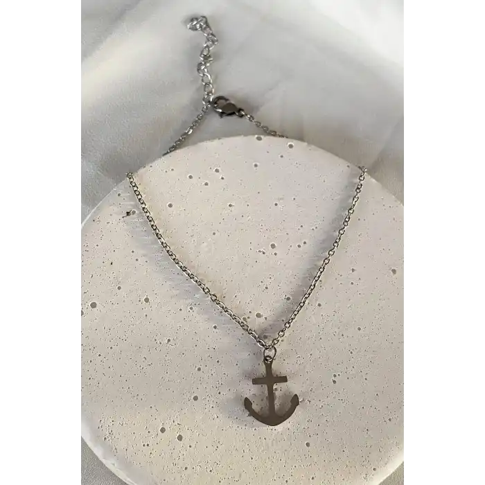 Gümüş Renk Çapa Figürlü Çelik Halhal