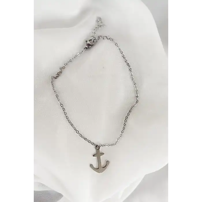 Gümüş Renk Çapa Figürlü Çelik Halhal