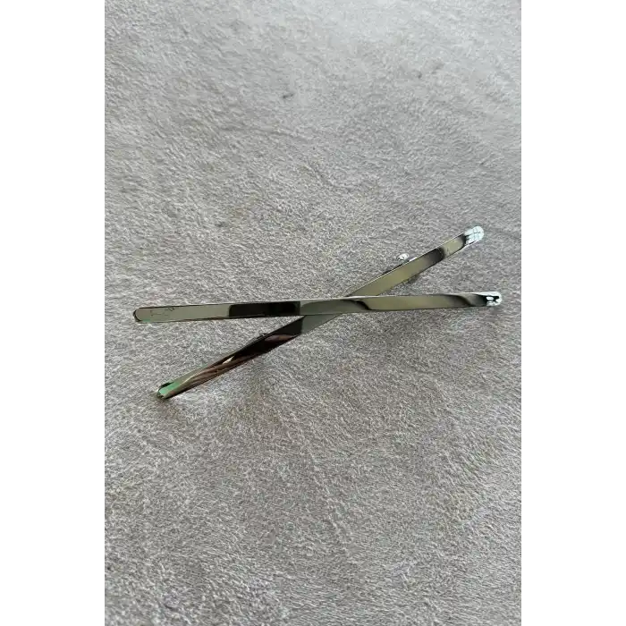 Gümüş Renk Çarpı Figürlü Metal Otomat Toka