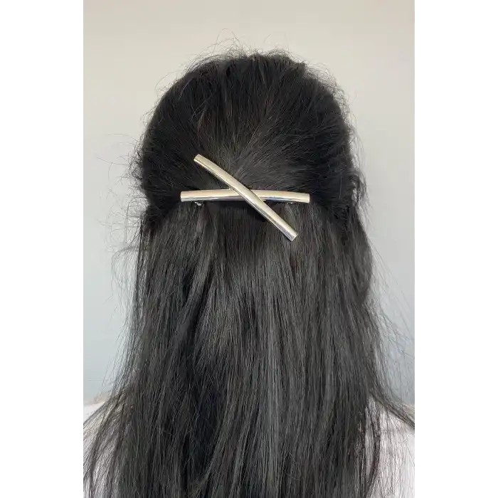 Gümüş Renk Çarpı Figürlü Otomat Toka