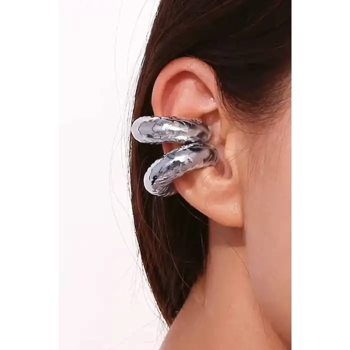 Gümüş Renk Çelik Ear Cuff (Çift)