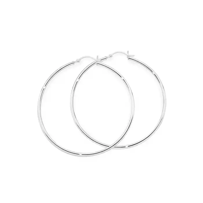 Gümüş Renk Çelik Halka Küpe 40Mm (Çift)