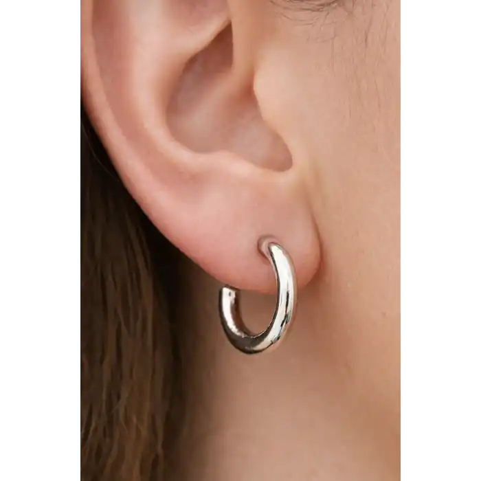 Gümüş Renk Çelik Halka Küpe (Çift)