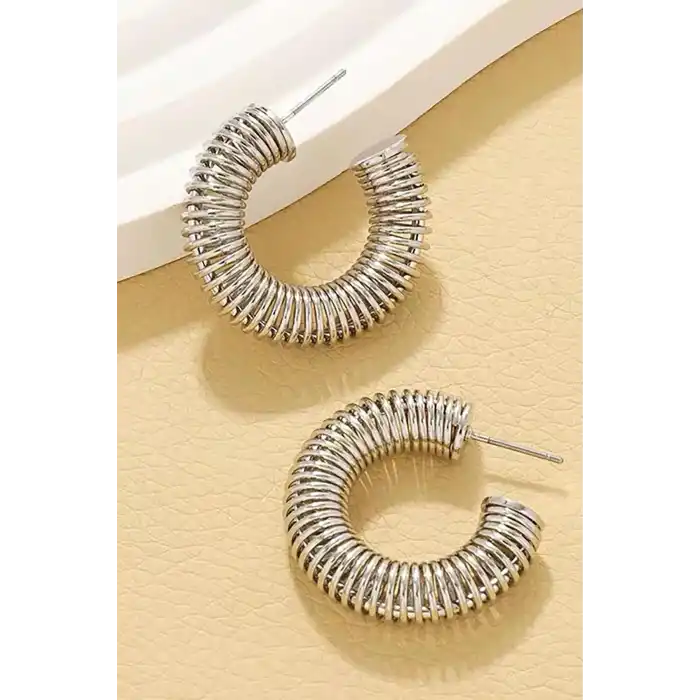 Gümüş Renk Çelik Halka Küpe (Çift)