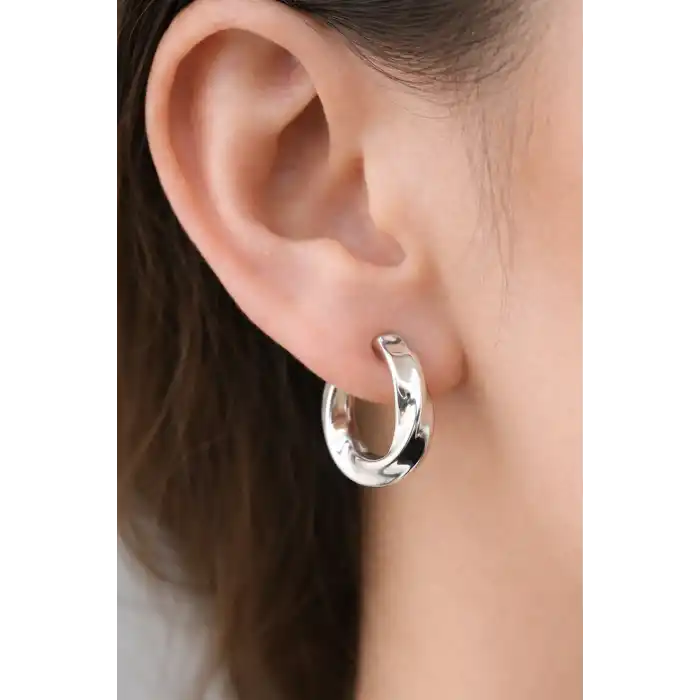 Gümüş Renk Çelik Halka Küpe (Çift)