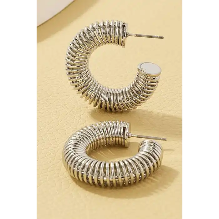 Gümüş Renk Çelik Halka Küpe (Çift)