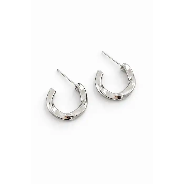 Gümüş Renk Çelik Halka Küpe (Çift)