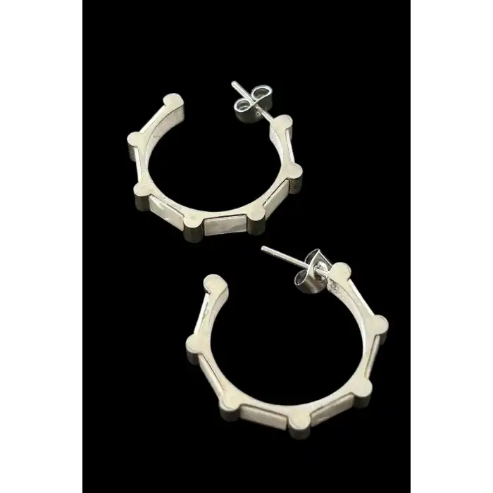 Gümüş  Renk Çelik Halka Küpe (Çift)