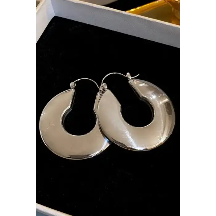 Gümüş Renk Çelik Halka Küpe (Çift)