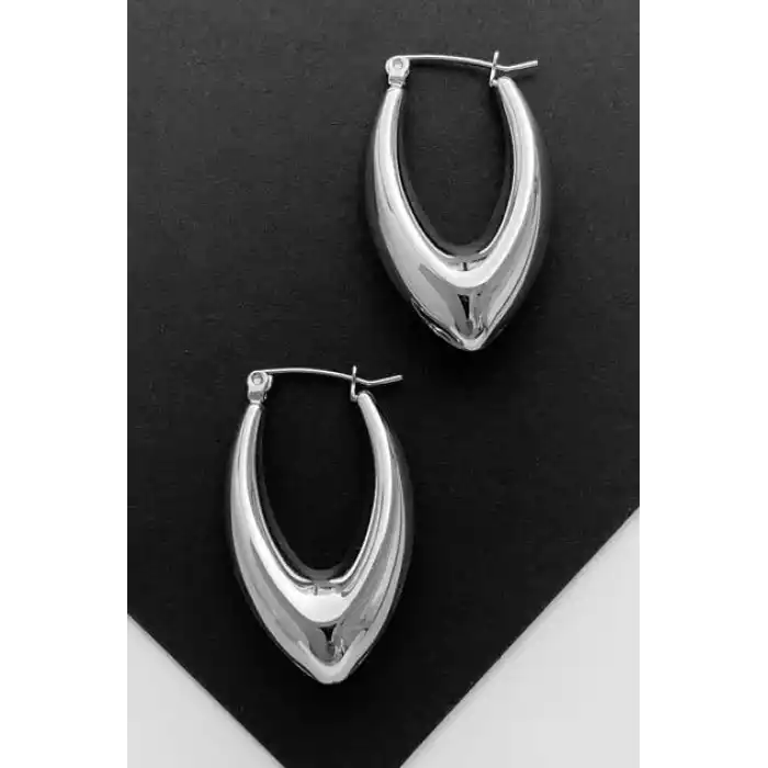 Gümüş Renk Çelik Halka Küpe (Çift)