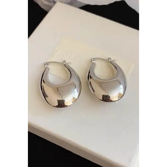 Gümüş Renk Çelik Halka Küpe (Çift)