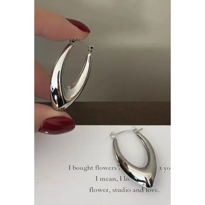 Gümüş Renk Çelik Halka Küpe (Çift)