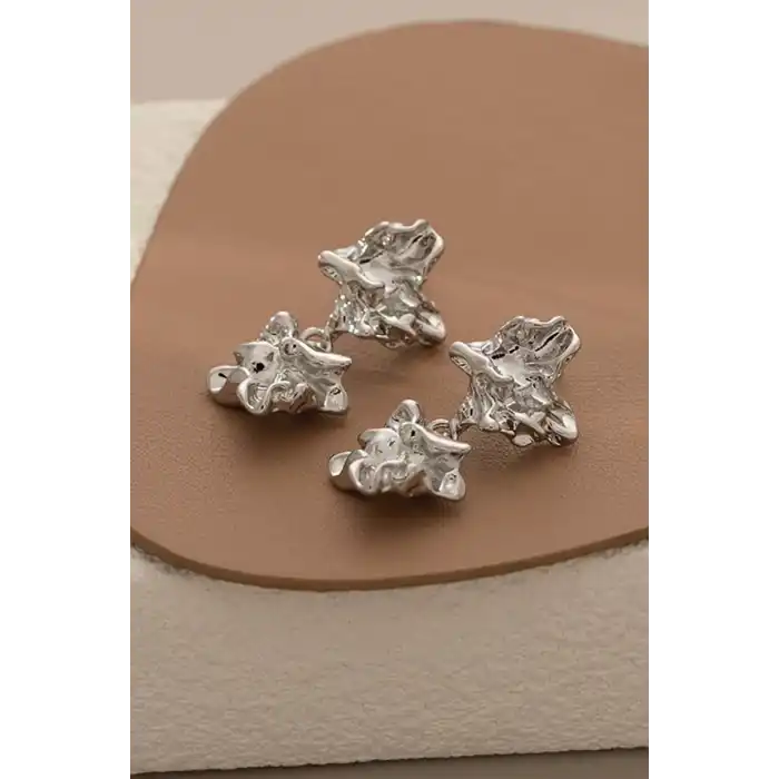 Gümüş Renk Çelik Küpe (Çift)