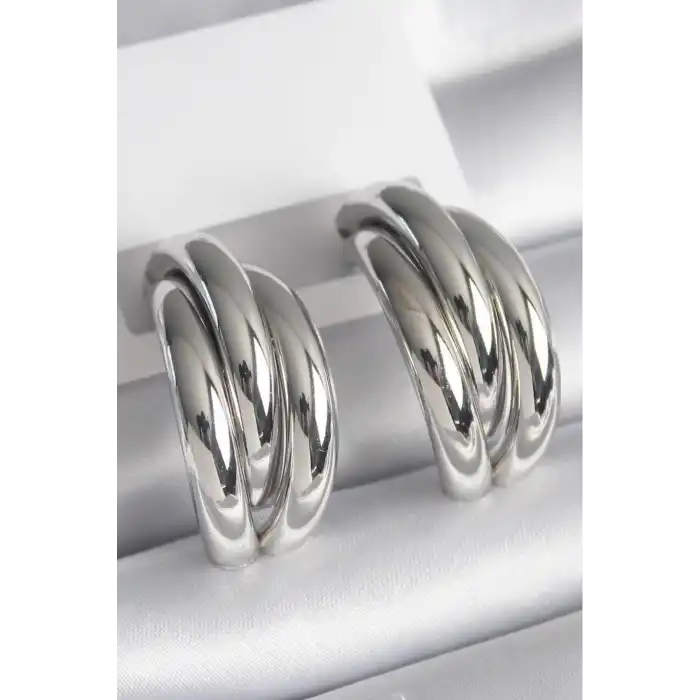 Gümüş Renk Çelik Küpe (Çift)