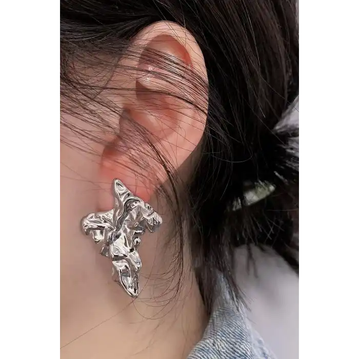 Gümüş Renk Çelik Küpe (Çift)