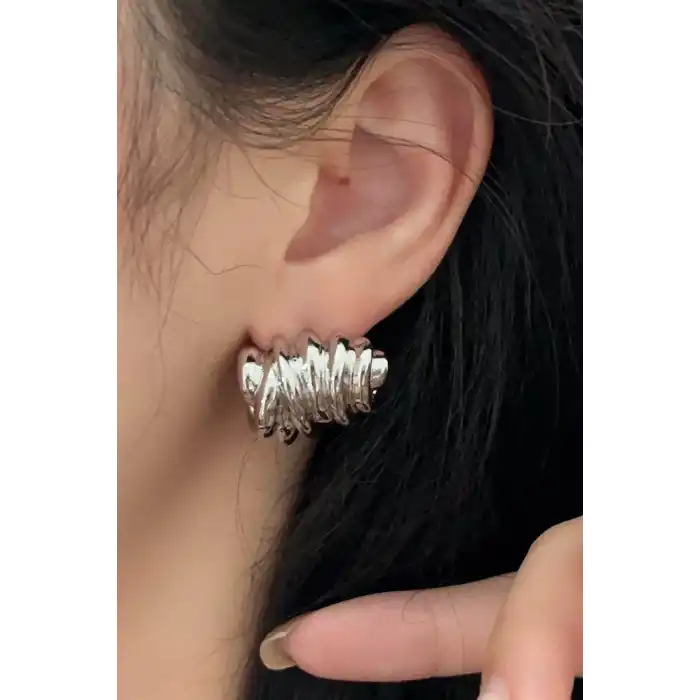 Gümüş Renk Çelik Küpe (Çift)