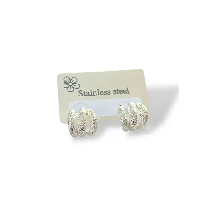 Gümüş Renk Çelik Küpe (Çift)