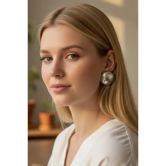 Gümüş Renk Çelik Küpe (Çift)