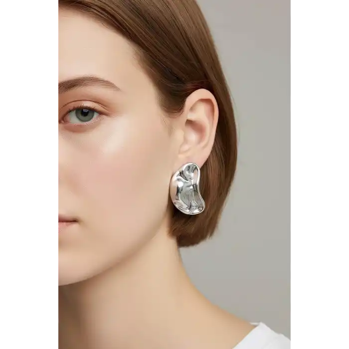 Gümüş Renk Çelik Küpe (Çift)