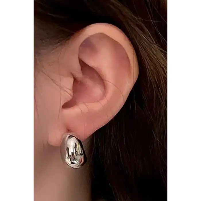 Gümüş Renk Çelik Küpe (Çift)