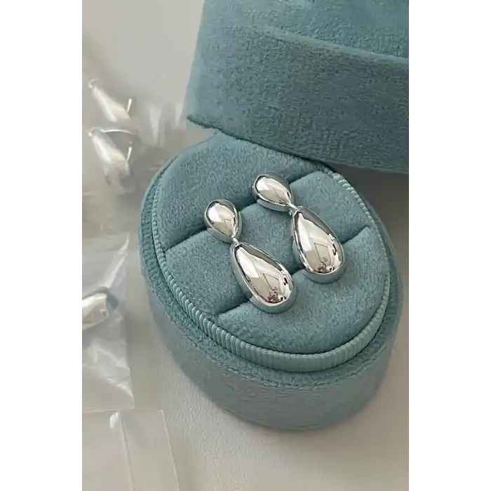 Gümüş Renk Çelik Küpe (Çift)