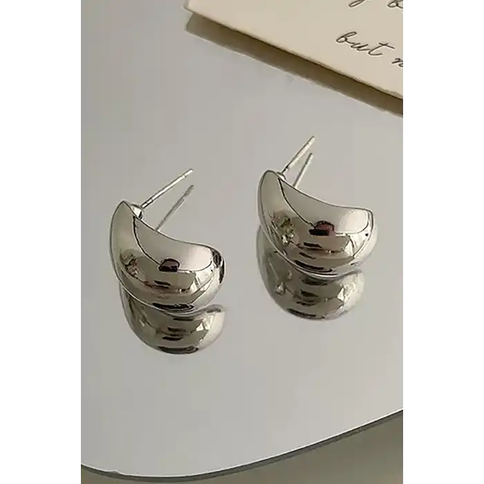 Gümüş Renk Çelik Küpe (Çift)