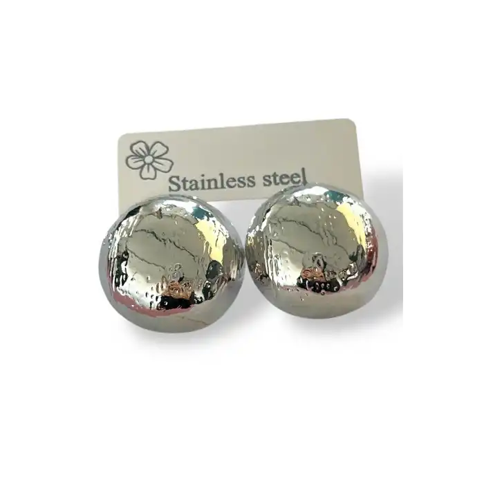 Gümüş Renk Çelik Küpe (Çift)