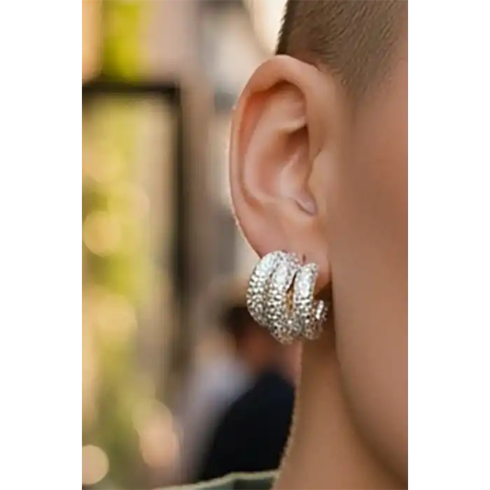 Gümüş Renk Çelik Küpe (Çift)