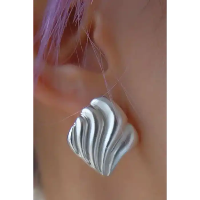 Gümüş Renk Çelik Küpe (Çift)