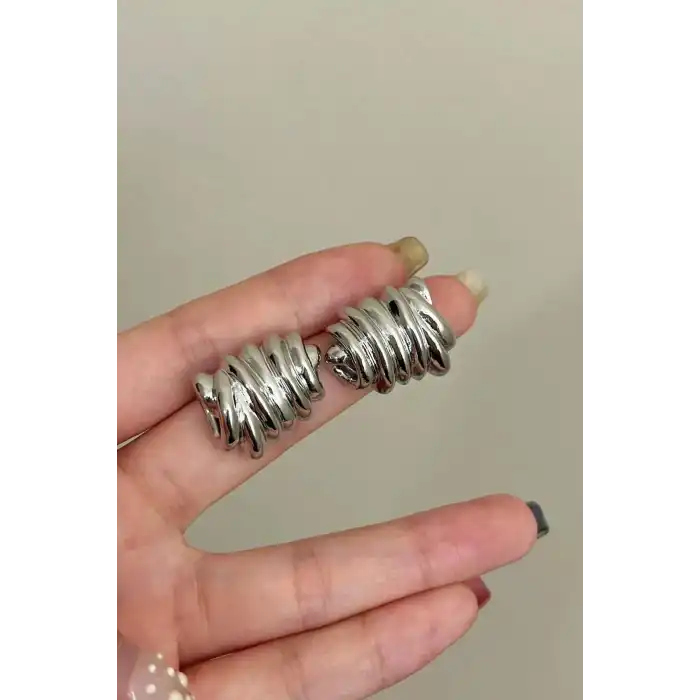 Gümüş Renk Çelik Küpe (Çift)