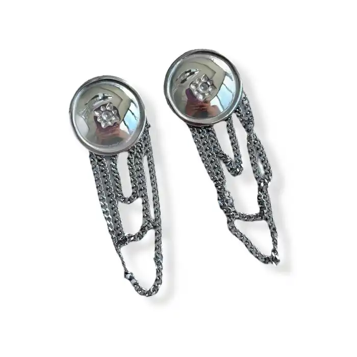 Gümüş Renk Çelik Sallantılı Küpe (Çift)