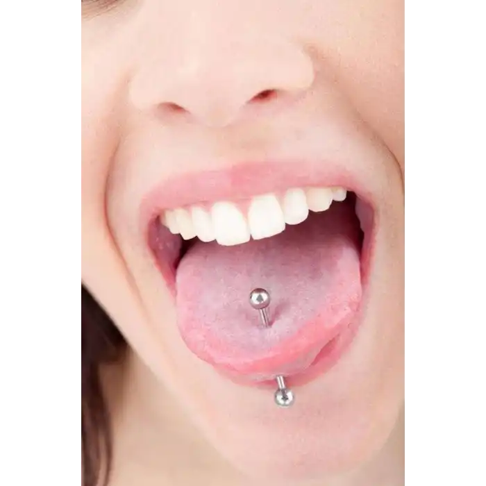 Gümüş Renk Cerrahi Çelik Ucu Toplu Dil Dudak Piercingi  (6MM)
