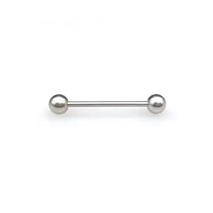 Gümüş Renk Cerrahi Çelik Ucu Toplu Dil Dudak Piercingi  (6MM)