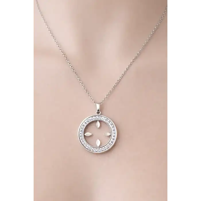 Gümüş Renk Çeyrek Koyulabilen Çelik Kolye