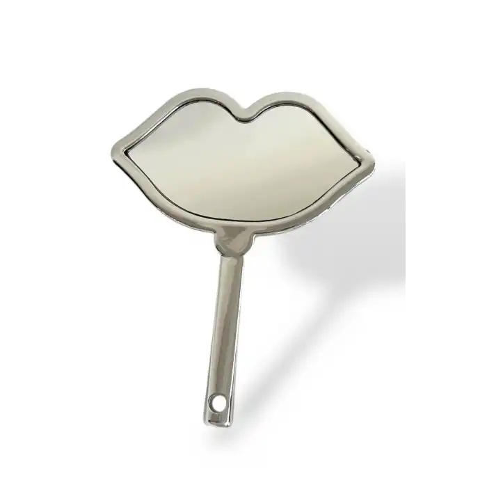 Gümüş Renk Dudak Detaylı El Aynası