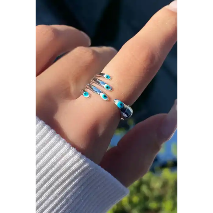 Gümüş Renk El Figürlü Ayarlanabilir Yüzük