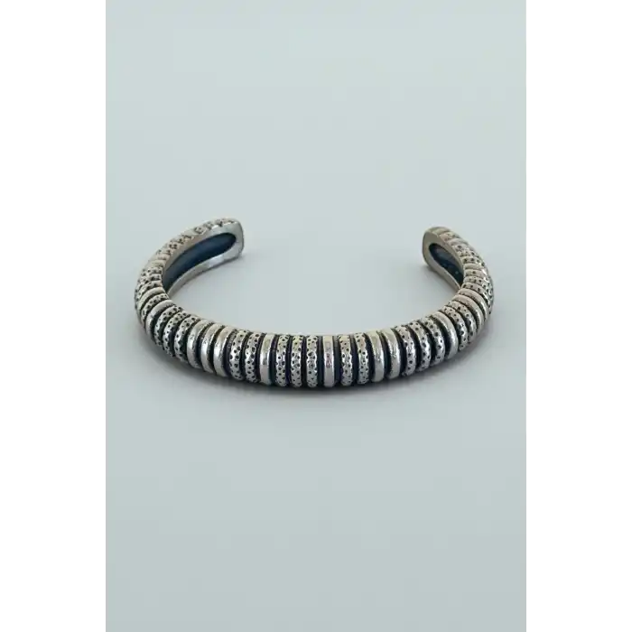 Gümüş Renk Erkek Çelik Kelepçe Bileklik