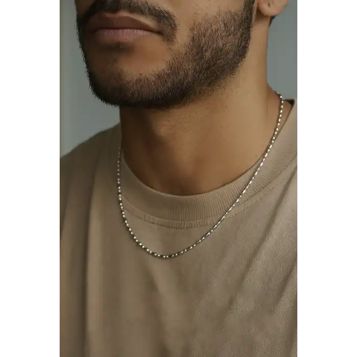 Gümüş Renk Erkek Çelik Kolye