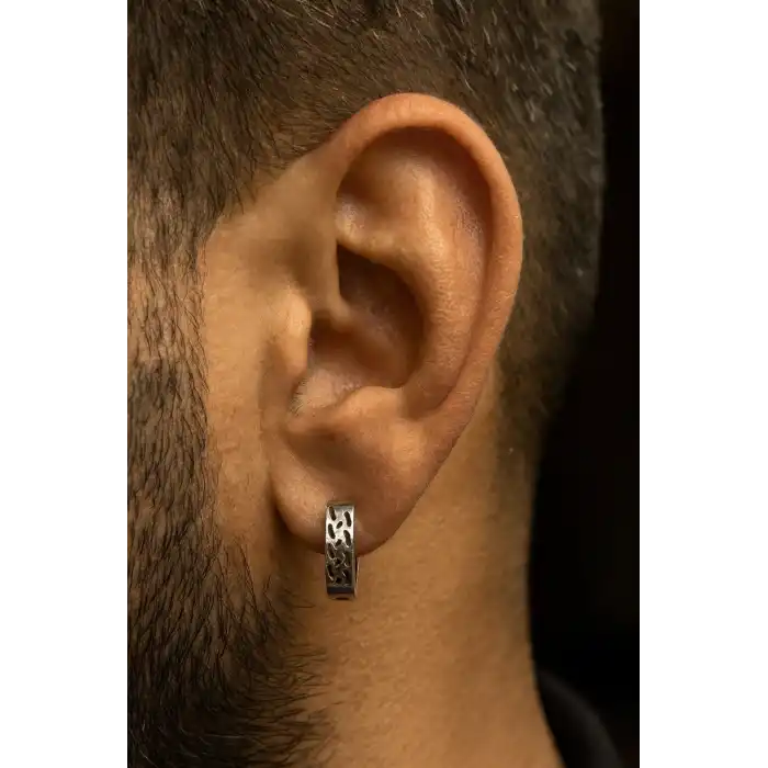 Gümüş Renk Erkek Çelik Küpe (Çift)