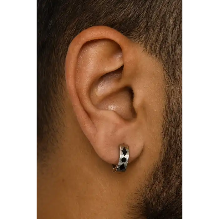 Gümüş Renk Erkek Çelik Küpe (Çift)