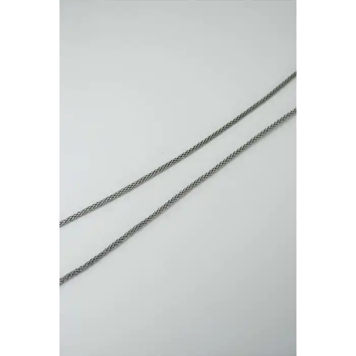 Gümüş Renk Erkek Zincir Çelik Kolye (55cm)