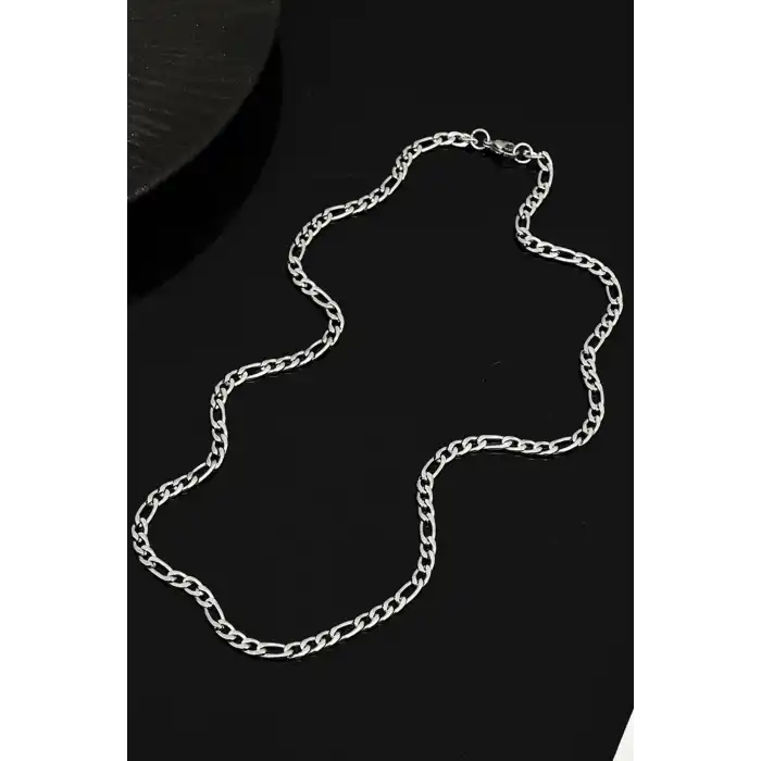 Gümüş Renk Erkek Zincir Çelik Kolye (55cm)