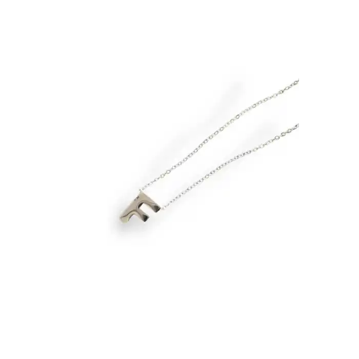 Gümüş Renk F Harf Çelik Kolye