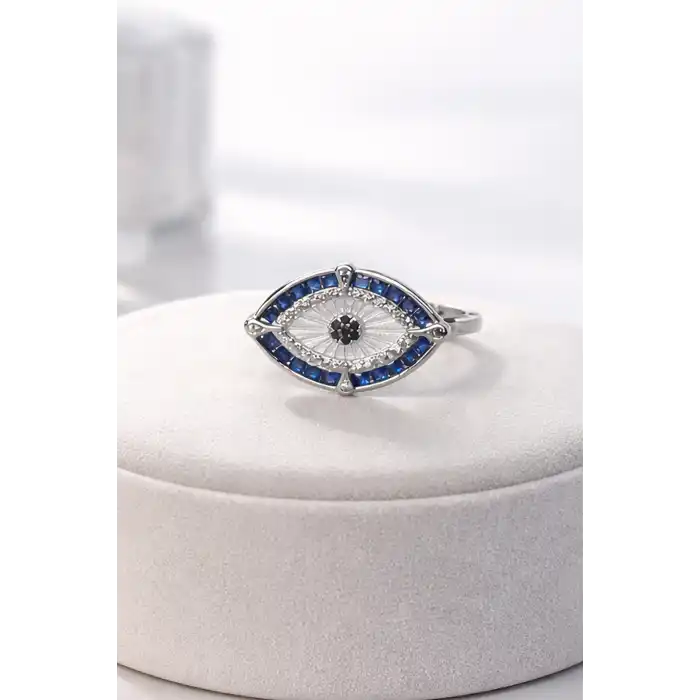 Gümüş Renk Göz Figürlü Ayarlanabilir Yüzük